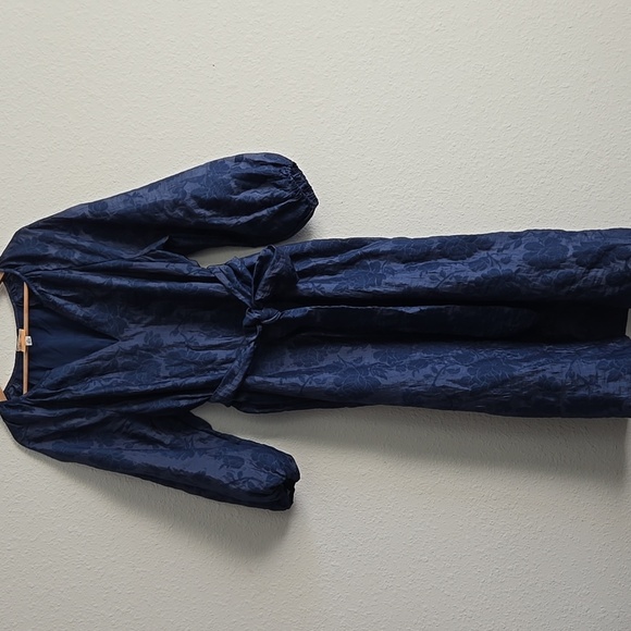 Elegant Blue Floral Puff Sleeves Spring Summer Dress Cottagecore Boho Bohemian - Picture 5 of 10